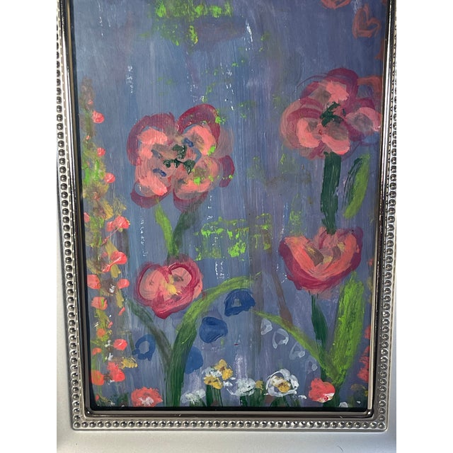 Abstract Mini Painting Midnight Garden by Elia Framed For Sale - Image 4 of 5