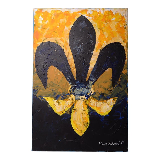 Original Painting Fleur De Lis by Ricco Rideaux New Orleans Artist For Sale
