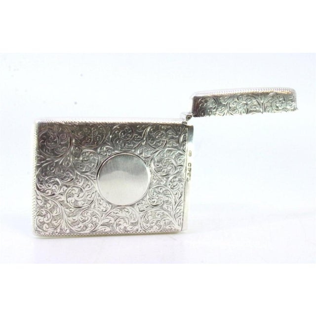 Victorian Silver Cardboard Box with Engraved Plant Motifs and Monogram Card For Sale - Image 5 of 7
