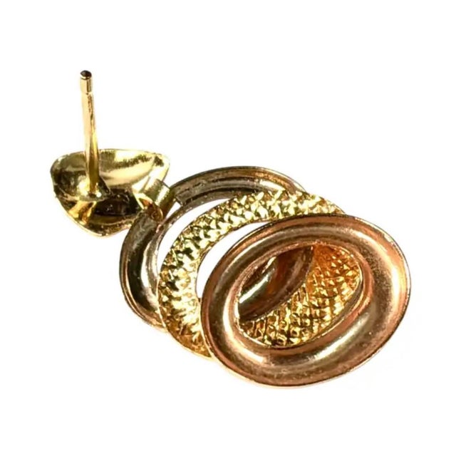 Mid 20th Century Vintage Mid-20th Century 18k Yellow Gold Textured Dangle Earrings For Sale - Image 5 of 9