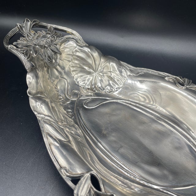 Pairpoint Silver Company 1950s Pairpoint Lotus Silverplate Serving Dish For Sale - Image 4 of 7