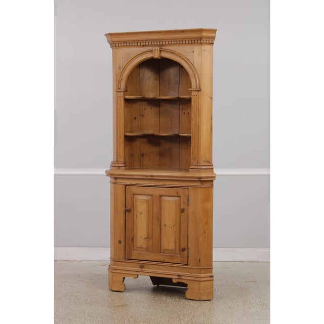 Chippendale Chippendale Scrub Pine Corner Cupboard China Cabinet For Sale - Image 3 of 14