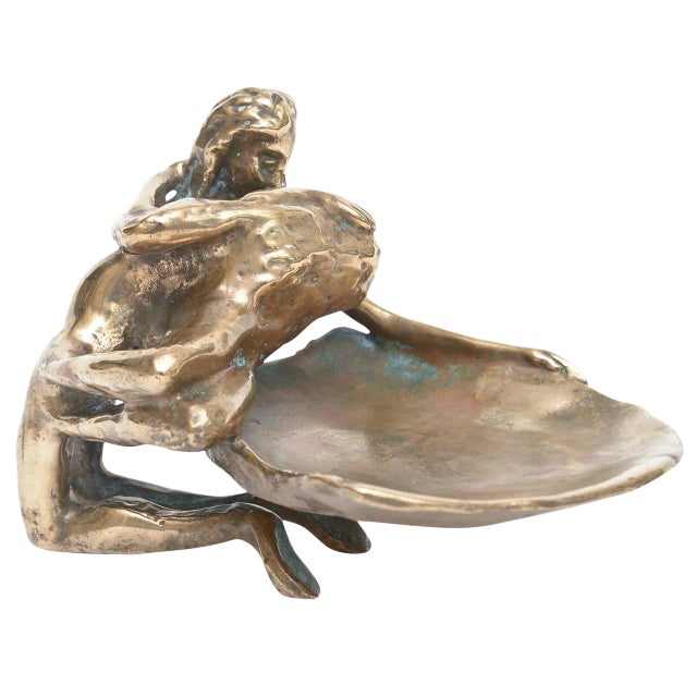 Vintage Signed Victor Zaikine Bronze Sculpture Erotic Lovers Embrace Series 60's For Sale