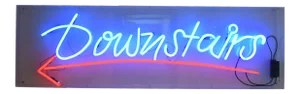 Large Neon Downstairs Sign, 1980s
