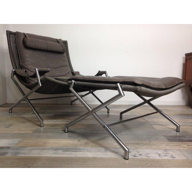 Gray Set of Des2021 Chair and Ottoman attributed to Gerard van den Berg for Rohe Noordwolde, 1980s For Sale - Image 8 of 9