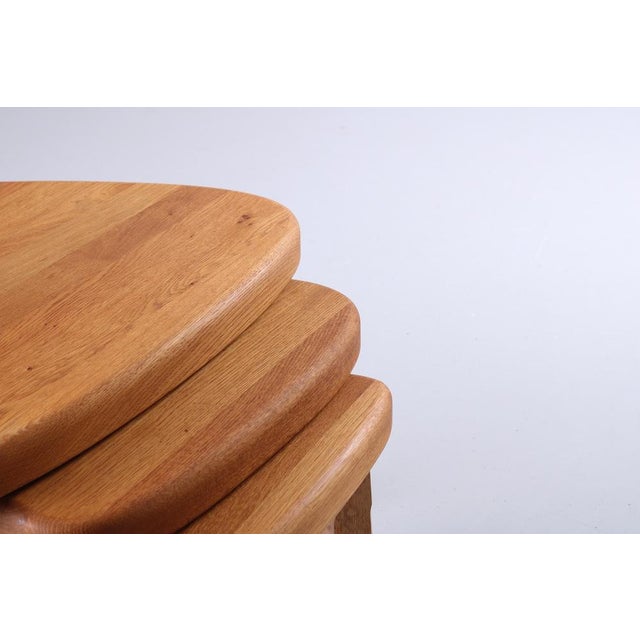 Beige Light Oak Nesting Tables attributed to Charlotte Perriand, 1960s, Set of 3 For Sale - Image 8 of 10