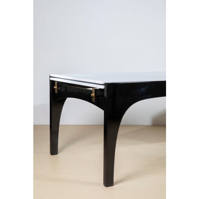 1980s Large Extendable Marble and Lacquered Wood Dining Table by Ignazio Gardella for Misura Emme, Italy, 1985 For Sale - Image 5 of 11