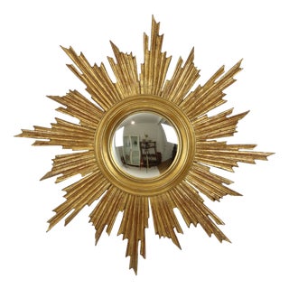 Large Sunburst Gold Leaf Sun Mirror by Deknudt, 1960s For Sale