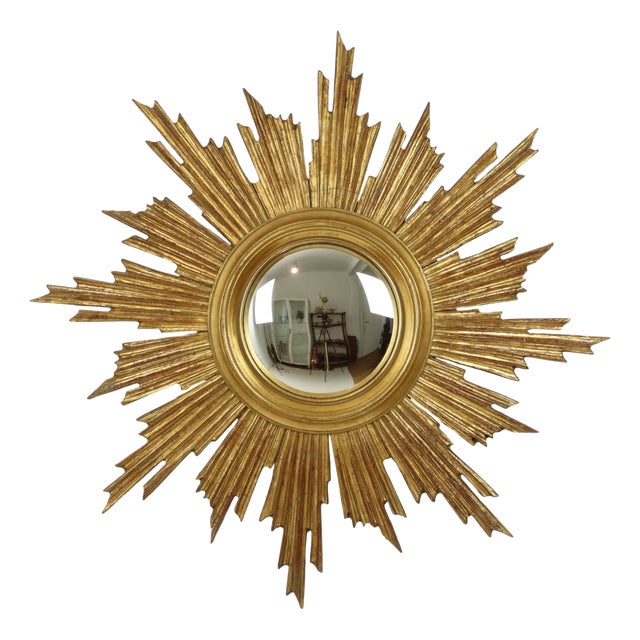 Large Sunburst Gold Leaf Sun Mirror by Deknudt, 1960s For Sale