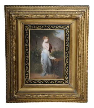 Porcelain Plaque of Psyche Holding a Urn by R. Beyschlag for KPM Berlin, 1880s