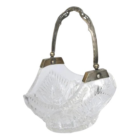 Crystal Serving Dish with Silver Finish For Sale