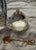 Hollywood Regency Vintage Silver & Frosted Glass Salt & Pepper Cellar Set With Gold Crown Finials & Spoons - 4 pcs For Sale - Image 3 of 8