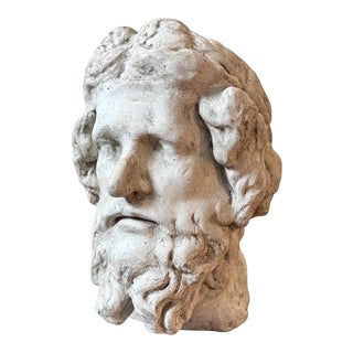 1930s Neoclassical Style Plaster Art Study of Serapis Head For Sale