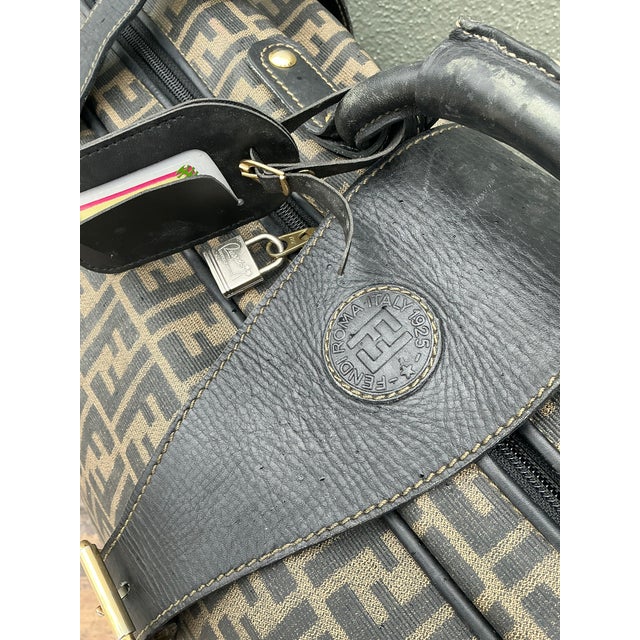 Vintage Fendi Zucca Soft Sided Suitcase For Sale - Image 9 of 12