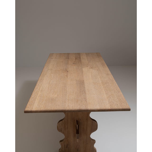 20th Century French Tan Oak Trestle Table For Sale - Image 4 of 15