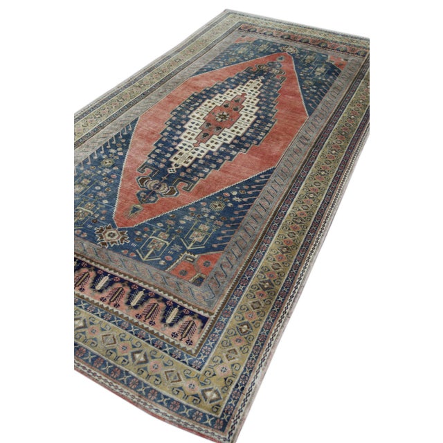 Blue 1960s Multicolor Handwoven Turkish Rug 5'6" X 10'10" For Sale - Image 8 of 10