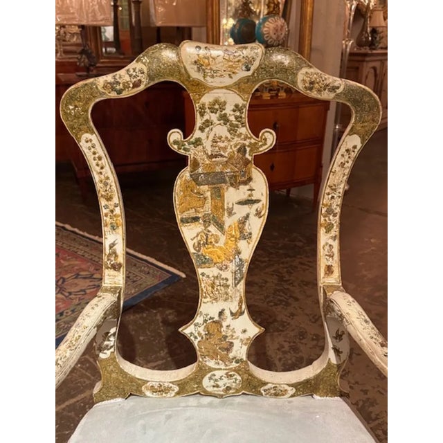 English 19th Century English Creme Colored Lacquered Chinoiserie Armchairs For Sale - Image 3 of 6