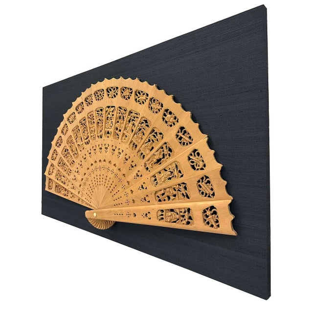 Mid-20th Century Chinese Boxwood Carved Decorative Fan For Sale - Image 9 of 11