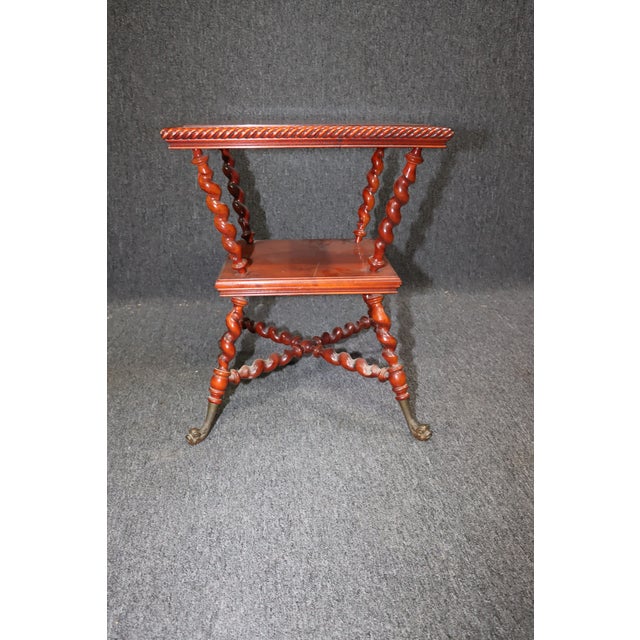 Victorian Carved 2-Tier Lamp Table For Sale - Image 4 of 10