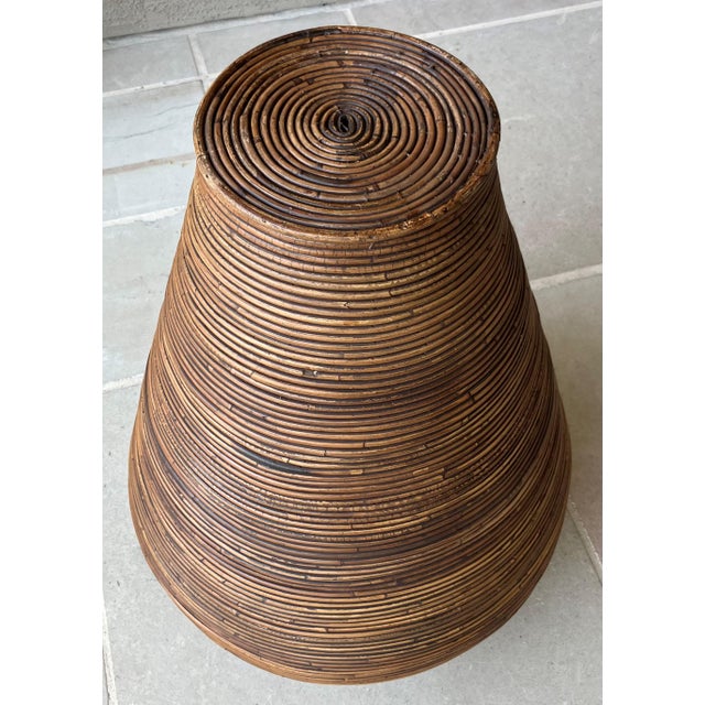 Late 20th-Century Gabriella Crespi-Style Pencil Reed Rattan Pithos-Shape Floor Vase For Sale - Image 15 of 18