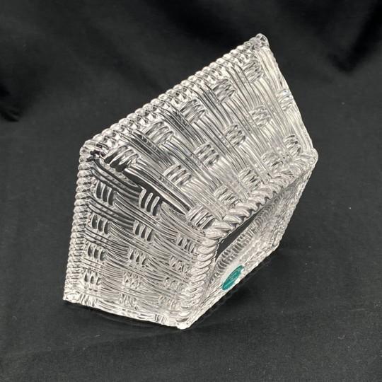 Tiffany & Co. Woven Basket Weave Square Crystal 4” Dish / Trinket (New Without Box) Vintage 1990s For Sale - Image 11 of 17