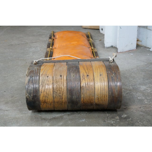 VTG Adirondack Bentwood Oak Toboggan Snow Sled Sleigh Vinyl Seat Cabin Decor 72" For Sale - Image 4 of 18