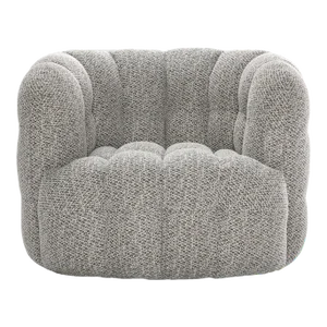 Neutral Tufted Round Swivel Chair