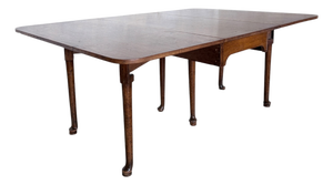 Large Edwardian Oak Drop Leaf Dining Table, 1890s