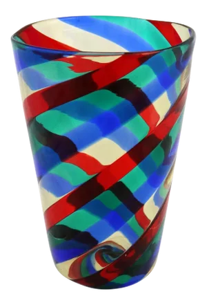 Fasce Ritorte Red Blue Green Murano Glass Vase Attributed to Fulvio Bianconi for Venini