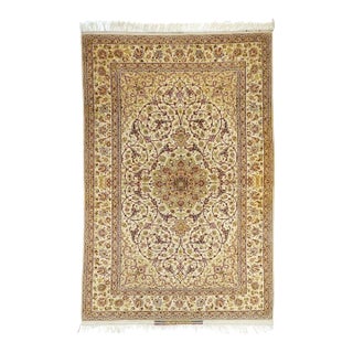 Extremely Fine Persian Isfahan Wool and Silk. Signed Saraf Mamoury Rug 4'10'' X 7'9'' For Sale