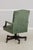 Vintage Green Leather Mahogany Swivel Desk Chair For Sale In Philadelphia - Image 6 of 13