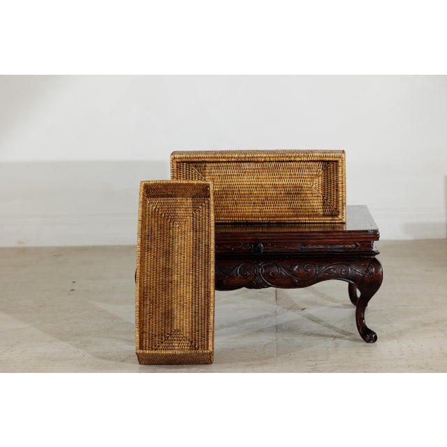 Long Rectangular Woven Rattan Lidded Box for Decorative Storage in Country Style For Sale - Image 12 of 18