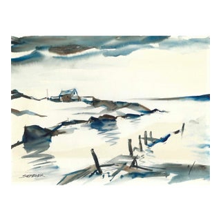 1960s Arthur Sembler Coastal Virginia Watercolor For Sale
