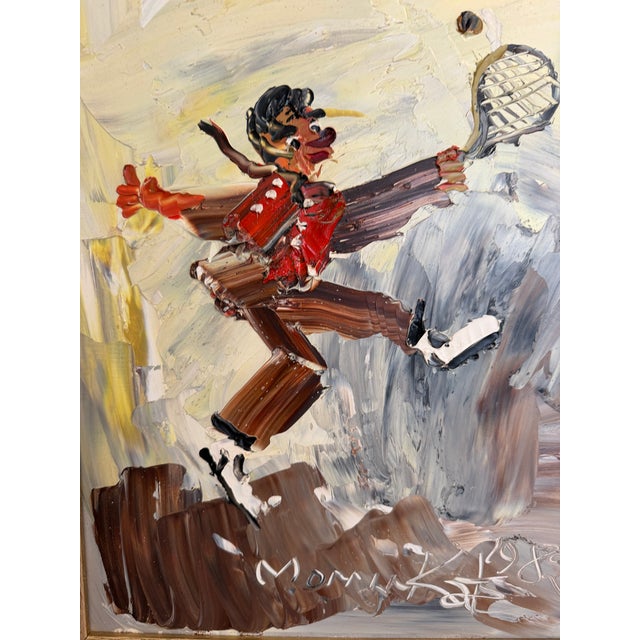 1982 Morris Katz (1931–2010) Original Oil Painting Clown Impasto Palette Knife For Sale - Image 10 of 12
