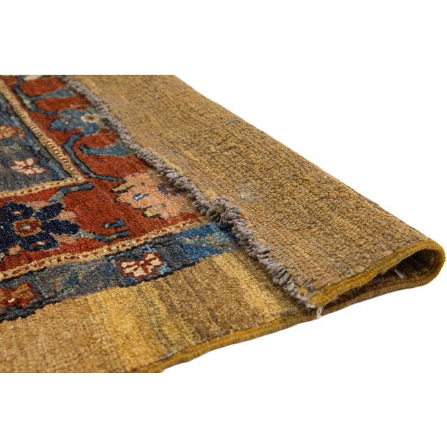 Persian Brown Vintage Bakshaish Handmade Wool Rug With Medallion Design For Sale - Image 3 of 9