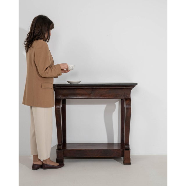 Here is a side table, its dark walnut, simple rectangular the first thing to catch the eye. Dating to 1820s and...