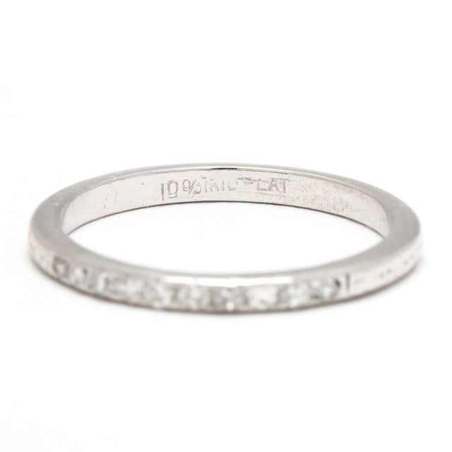 Early 21st Century Thin .10ctw Diamond Platinum Band Ring, Ring Size 5.5, Platinum For Sale - Image 5 of 6