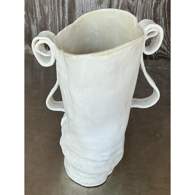 Vintage Boho Studio Pottery Ribbon Vase For Sale - Image 12 of 12