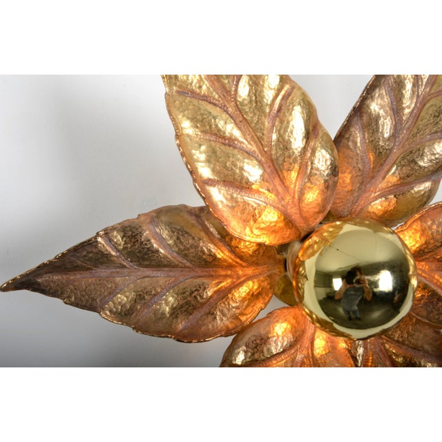 1970s Willy Daro Style Brass Flower Sconce from Massive Lighting, 1970s For Sale - Image 5 of 9