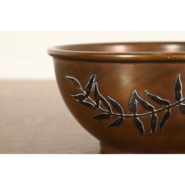Bronze Heintz Arts & Crafts Sterling Silver on Bronze Footed Bowl For Sale - Image 8 of 15