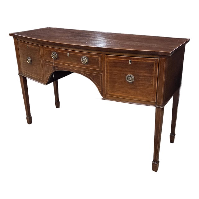 1910s Mahogany Edwardian Bowfront Inlaid Sideboard For Sale