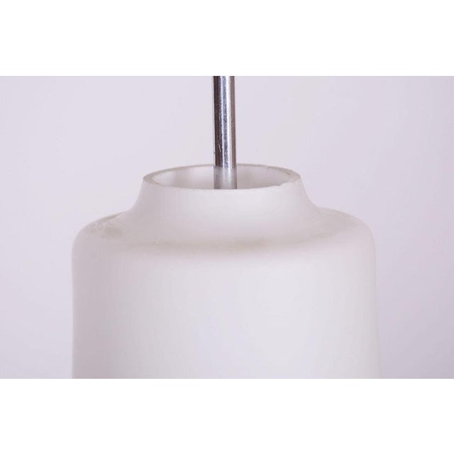 1960s Mid-Century Czech Pendant in Chrome, Steel, Opaline Glass, 1960s For Sale - Image 5 of 8