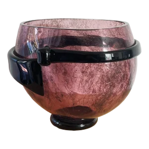 Mid-Century Mouth Blown Murano Vase Bowl by Santi Marino