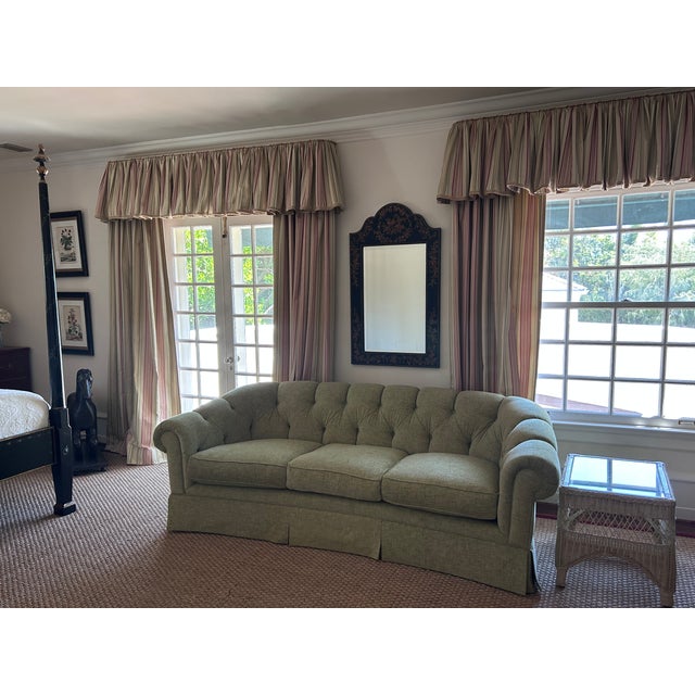 Pristine Custom Drapes W/Valances. 6 Panels, 3 Valances, 3 Layers (Face, Flannel & Lining) For Sale - Image 12 of 15