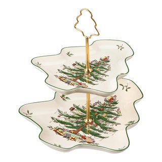 Spode Christmas Tree Sculpted 2-Tier Server For Sale