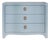 Matthew Izzo Home Cora Light Blue Textured Linen Three Drawer Chest With Satin Brass Drawer Pulls For Sale