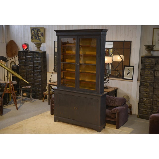 Wood Large Black 2-Body Buffet, 19th Century For Sale - Image 7 of 13