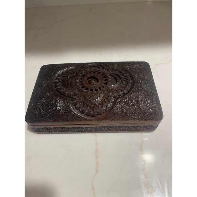 Antique Carved Rosewood Box For Sale - Image 4 of 7