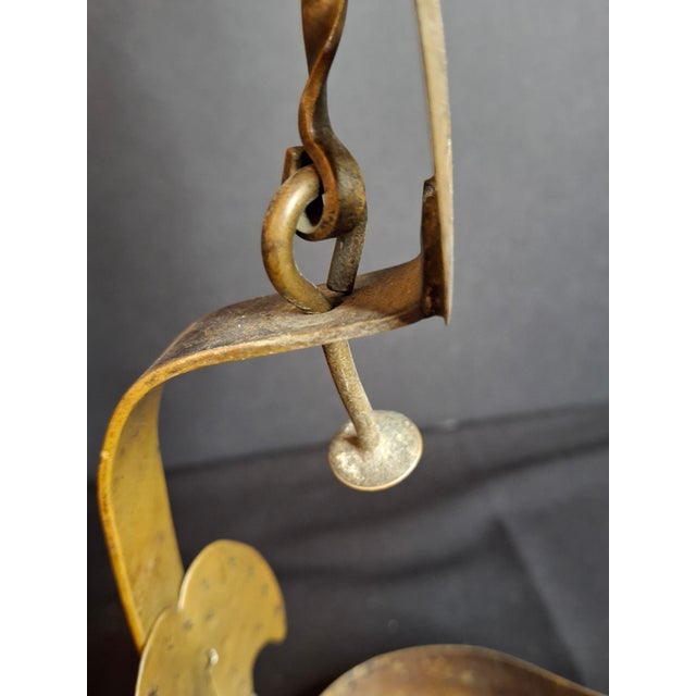 18th C Rare Museum Grade Antique Brass Double Crusie Phoebe Lamp Huge 8.5" Pierced Backplate Marked For Sale - Image 14 of 16