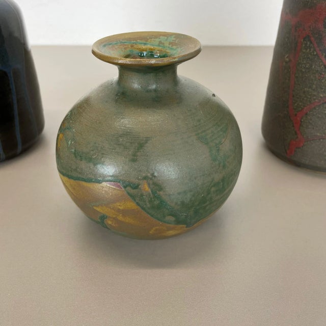 Ceramic Studio Pottery Vases from Elmar & Elke Kubicek, Germany, 1970s, Set of 3 For Sale - Image 4 of 18